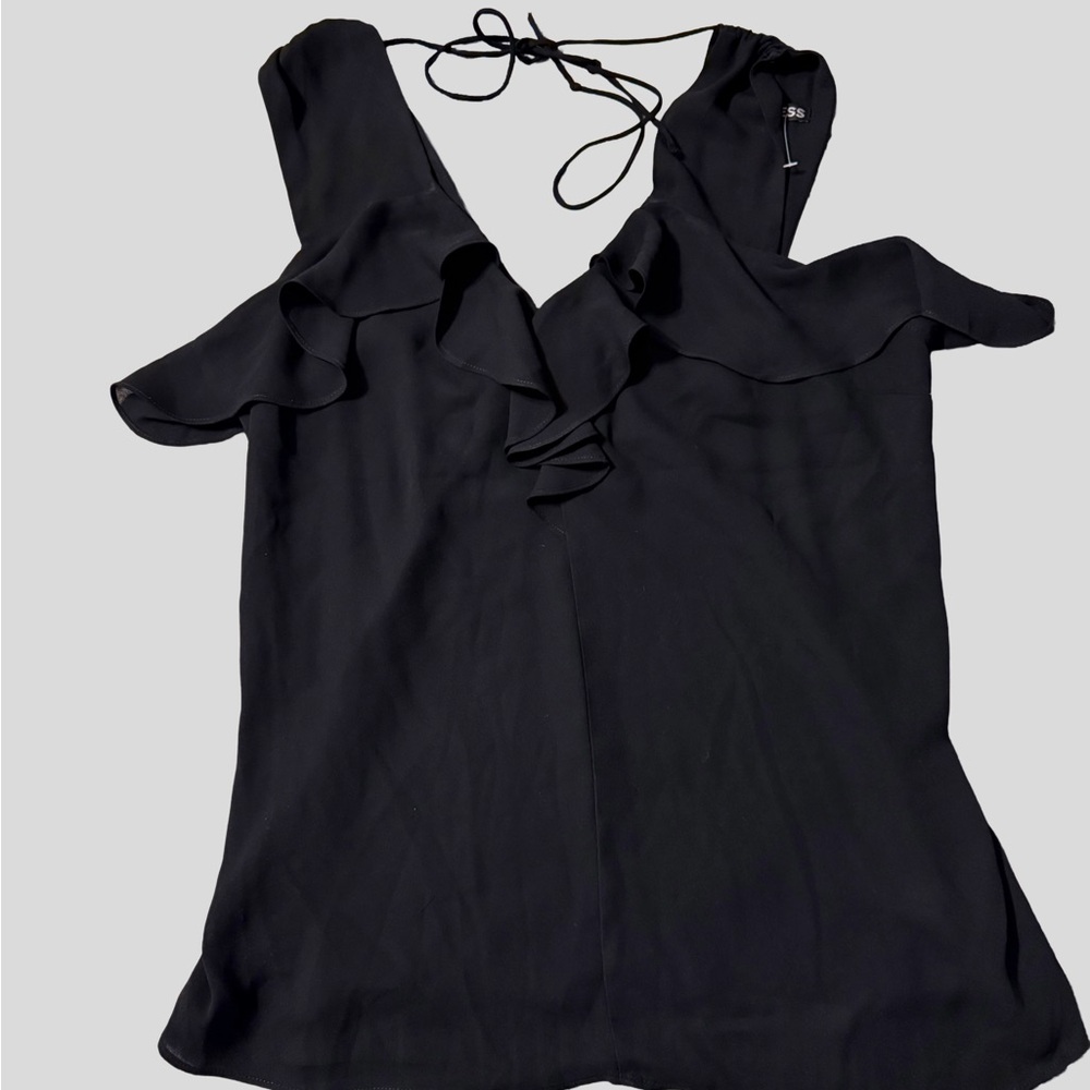 Express Black Ruffle Blouse - Picture 3 of 5